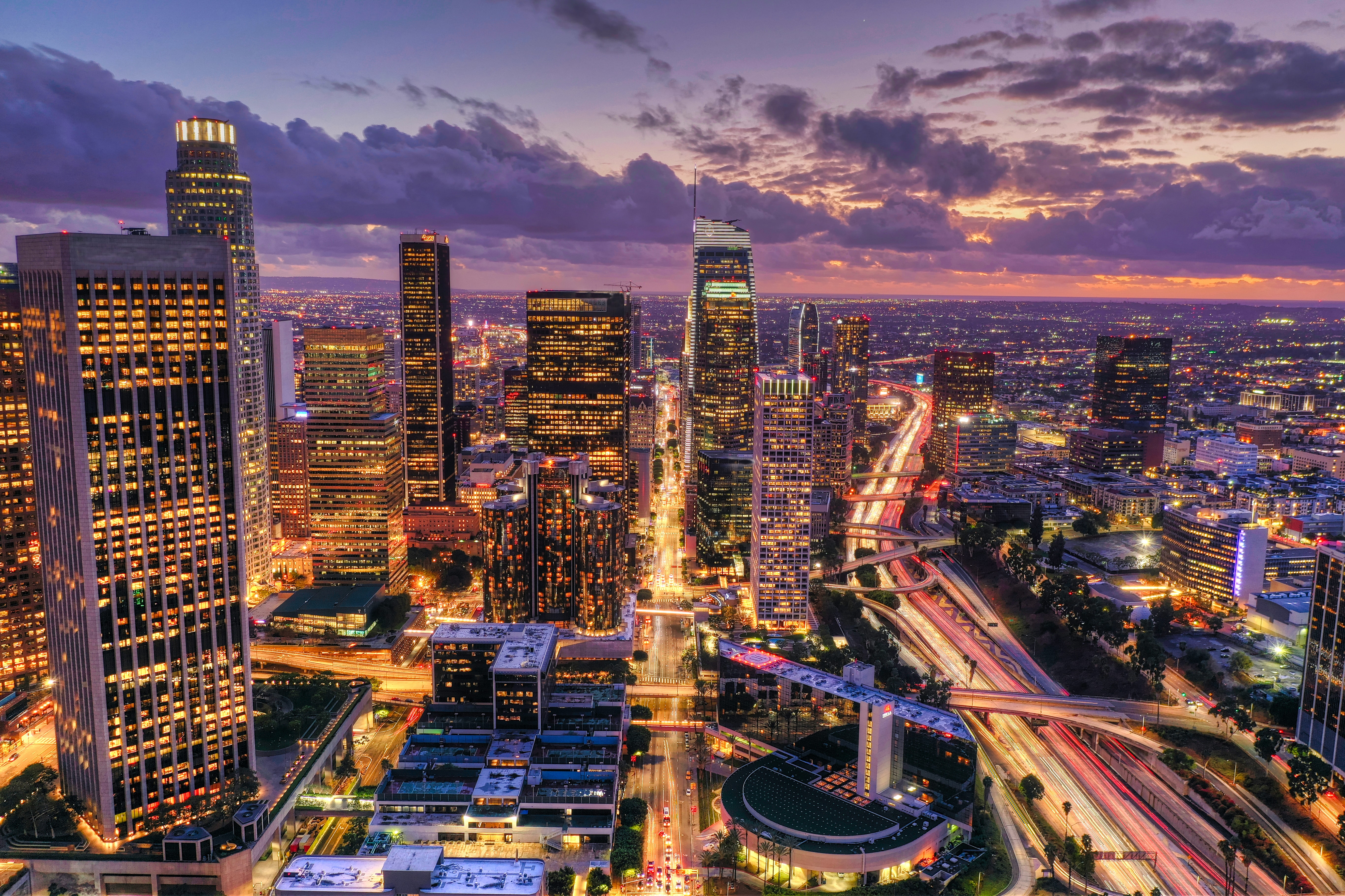 Night view of Los Angeles Skyline